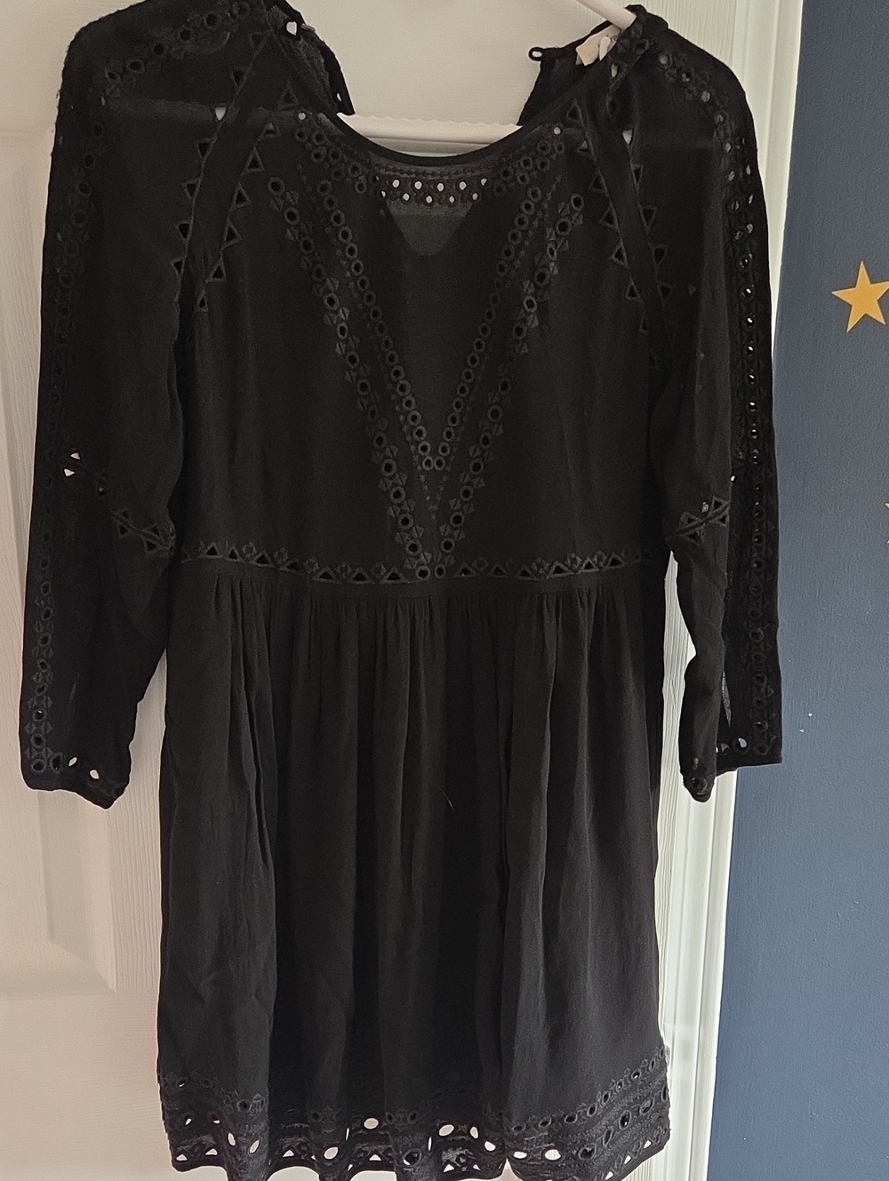 Aritzia-Wilfred XS Black Eyelet Lace Trim Dress